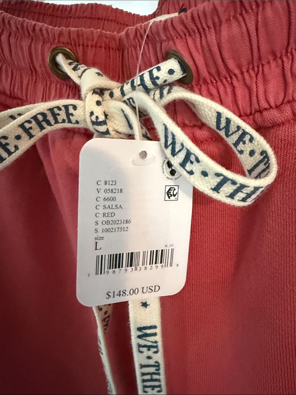 We The Free Jet Set Drawstring Trousers Salsa Color Sz L NWT - Picture 4 of 6